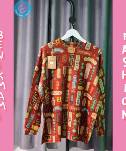 Kaos Rajut Premium Motif Oversize Lengan Panjang